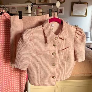 Pink tweed two piece suit set 💖 Cropped blazer top and mini skirt NWT
